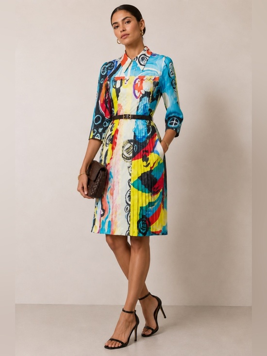 Charles Jeffrey Dresses & Skirts - Charles Jeffrey LOVERBOY Pleated Abstract Print Silk Dress XS Designer
